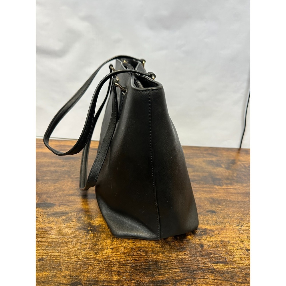 Kate Spade New York Black Saffiano Leather Large Tote Bag Zip Top Shoulder Purse - Picture 5 of 16